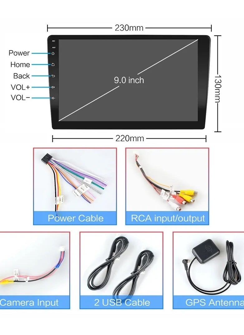 Compare 9 Inch Android Screen For Car 1GB RAM Support Apple Carplay Android Auto Full HD Touch Screen Display built In Bluetooth USB Radio WiFi PlayStore Night Vision Camera included at KSA Price