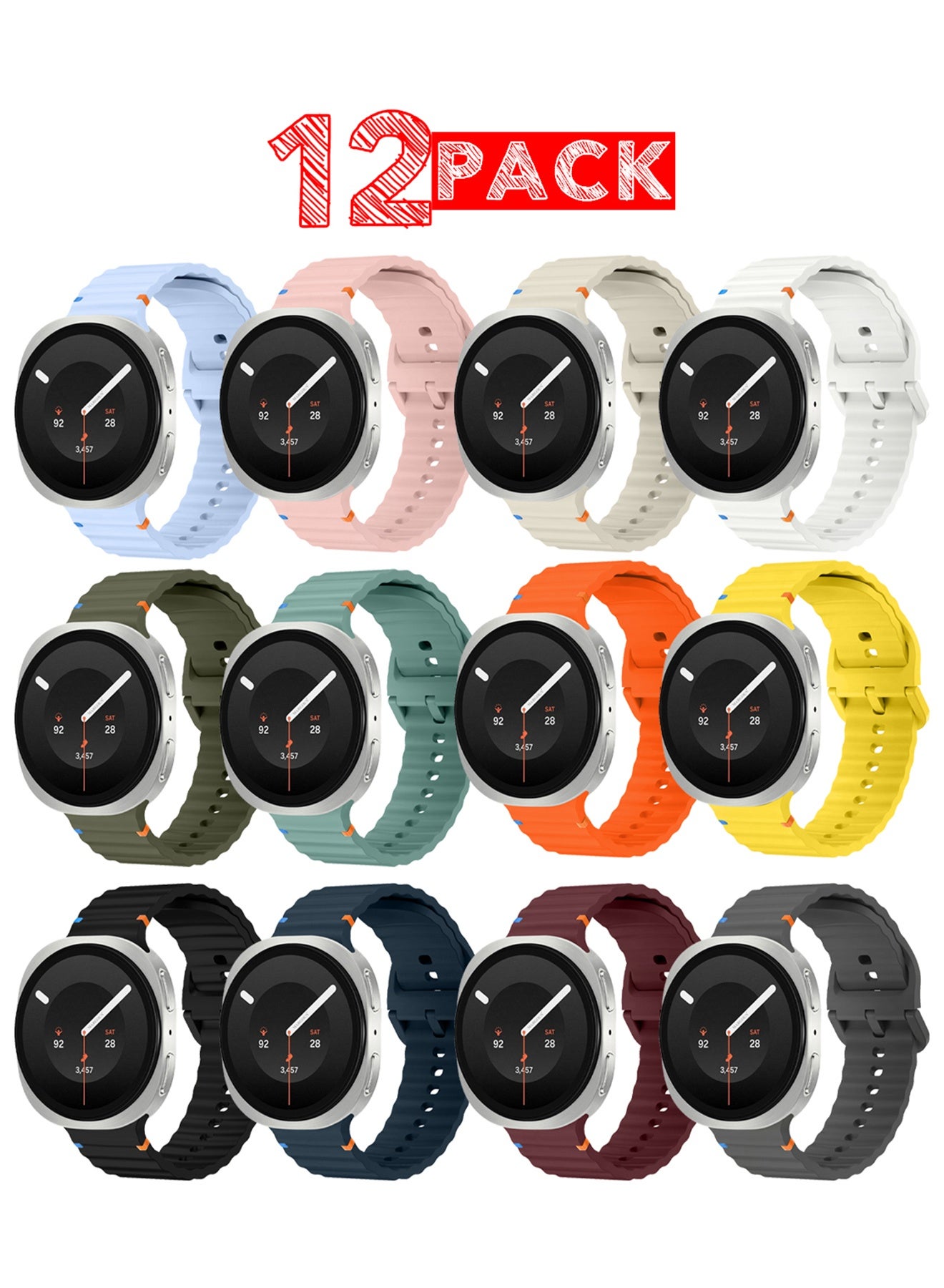 12 PACK Silicone Ocean Band Compatible with Samsung…