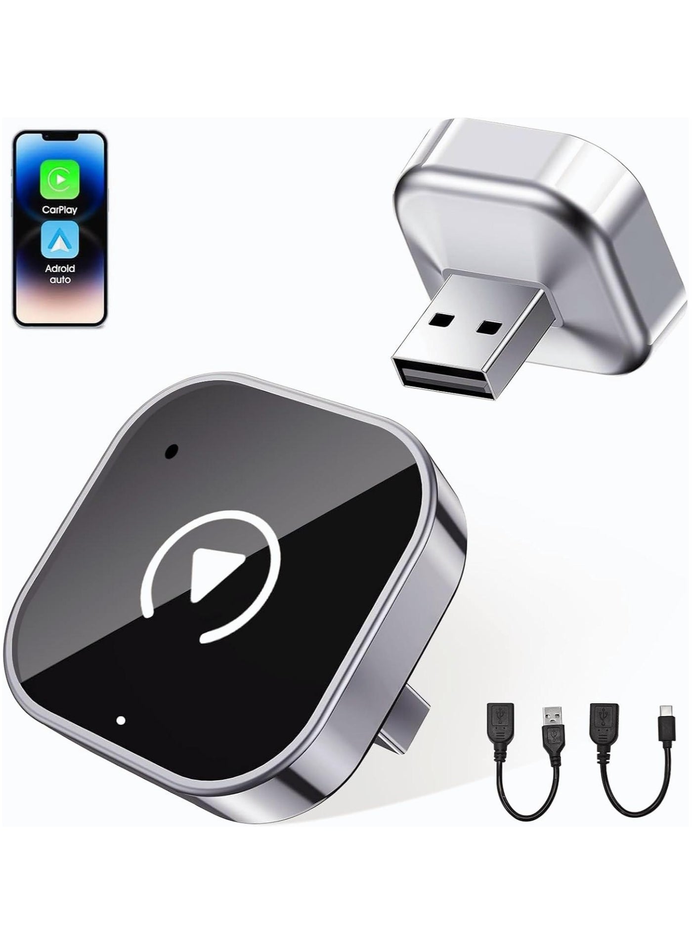 Compare Wireless Carplay Adapter & Android Auto Wireless Adapter, 2 in 1 Plug and Play Car Play for Wired Compatible with iPhone iOS 12+Android 11+, Stable Control & No Delay at KSA Price