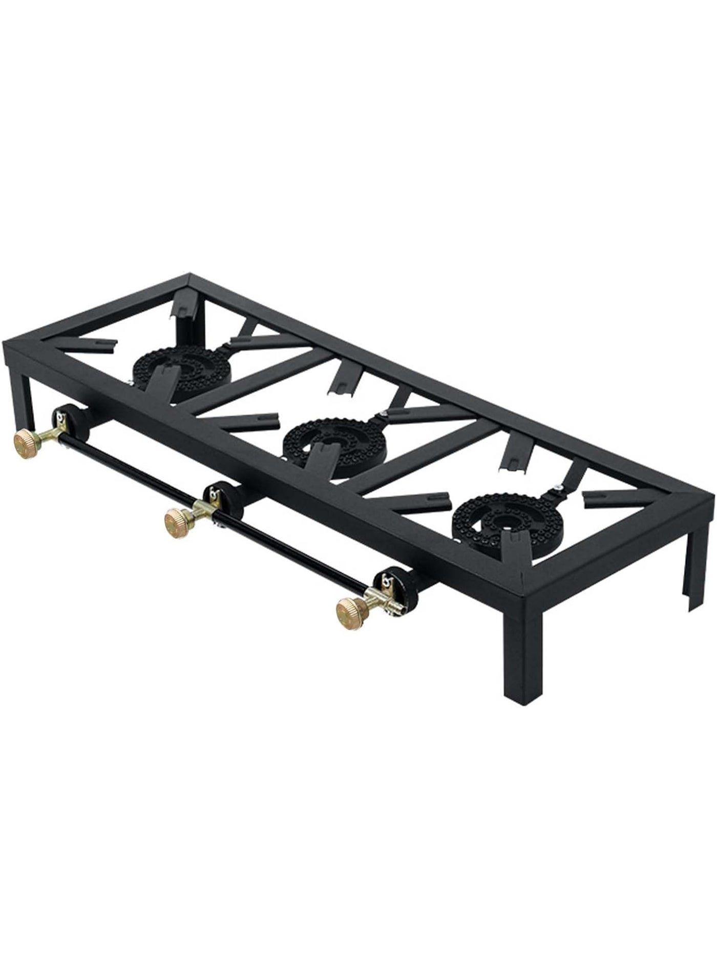 Compare Triple Burner Commercial Gas Range With Durable Metal Frame Professional grade stove delivering consistent heat output. Perfect for hotels and catering services. Features strong pan support, easy control valves, and rust resistant coating. at KSA Price