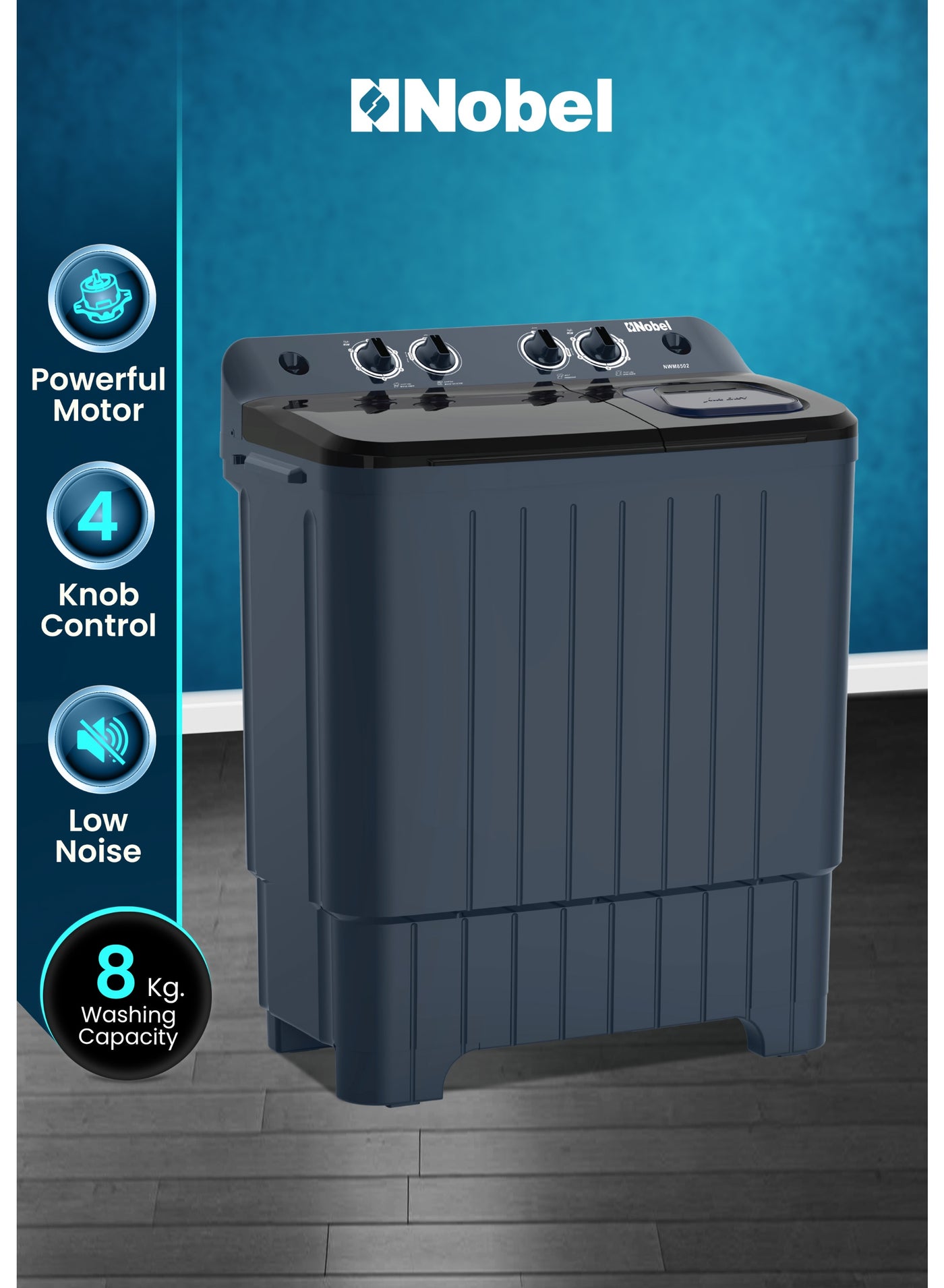 Compare Semi Automatic Washing Machine, Twin Tub, 8 Kg Wash Capacity & 5.5 Kg Spin Capacity, 4 Control Knobs, 15 Min Wash Timer, IPX4 Waterproof Rating, Smart Filter, Rat Guard Base 1 Year Warranty 13.5 kg 380 W NWM85 at KSA Price