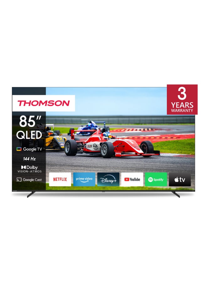 Compare Thomson 85 QLED Pro TV with Central Stand Design– 2025 Model with 144Hz Refresh Rate, 4K UHD, Dolby Vision &  Atmos, Smart Voice Control, Google Voice Assistant, Frameless Display, Premium Television at KSA Price