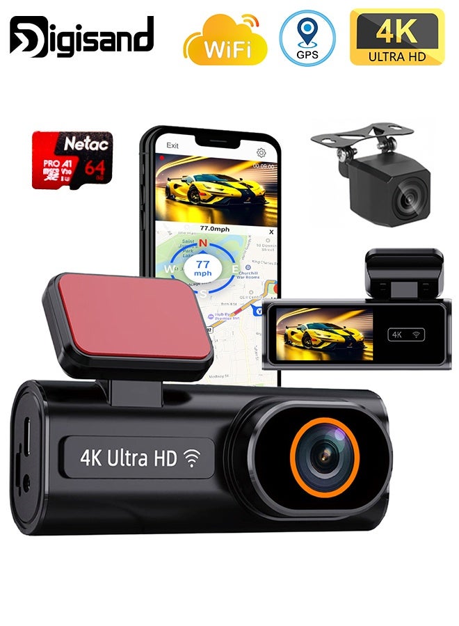 Dash Cam WIFI GPS Mini CAR DVR Front 4K…