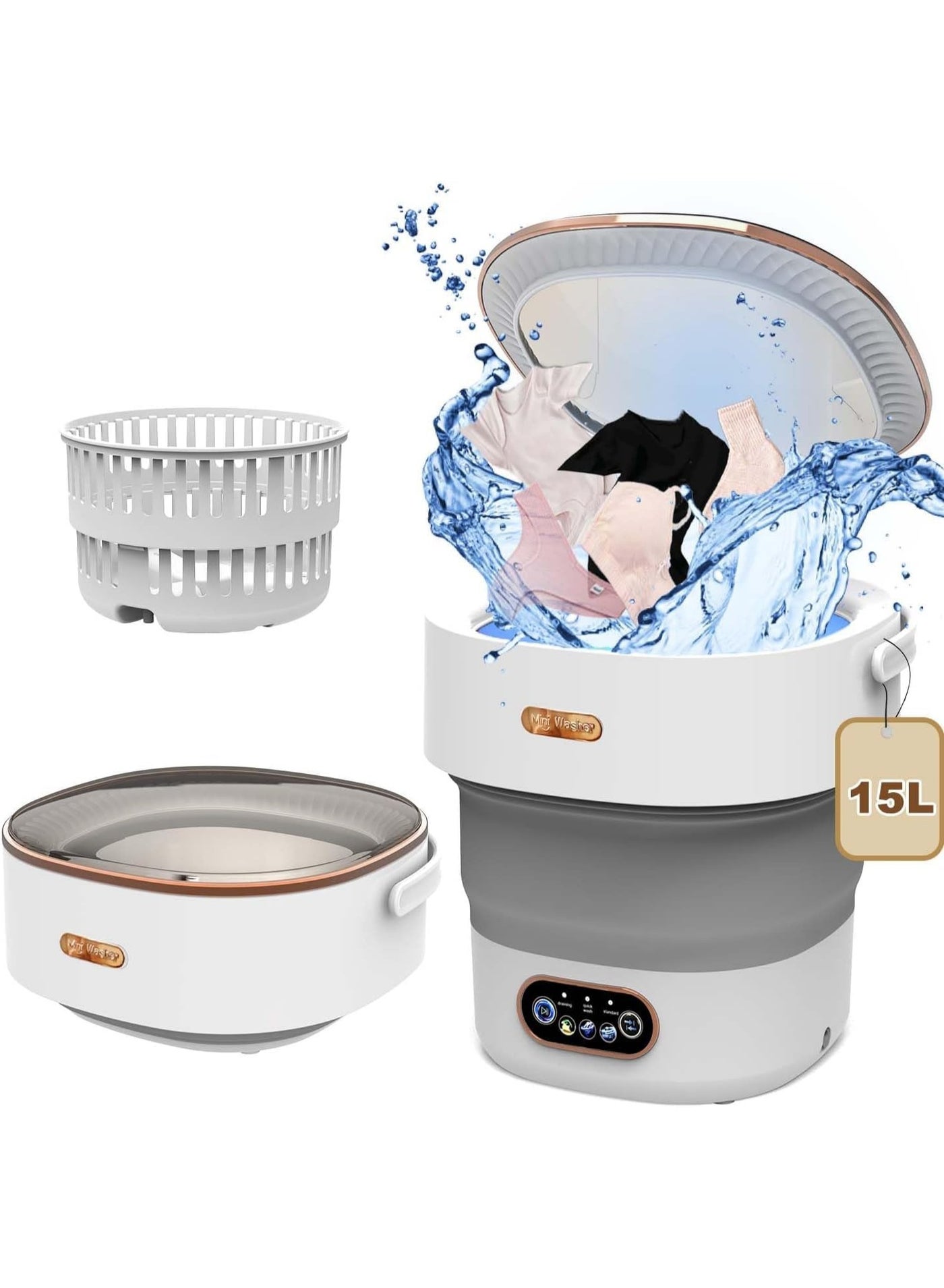 Compare Mini Washing Machine, Portable Small Washing and Dryer Machine, Collapsible Washer with Spin for Travel, Apartment, Baby Clothes, Socks 15L at KSA Price