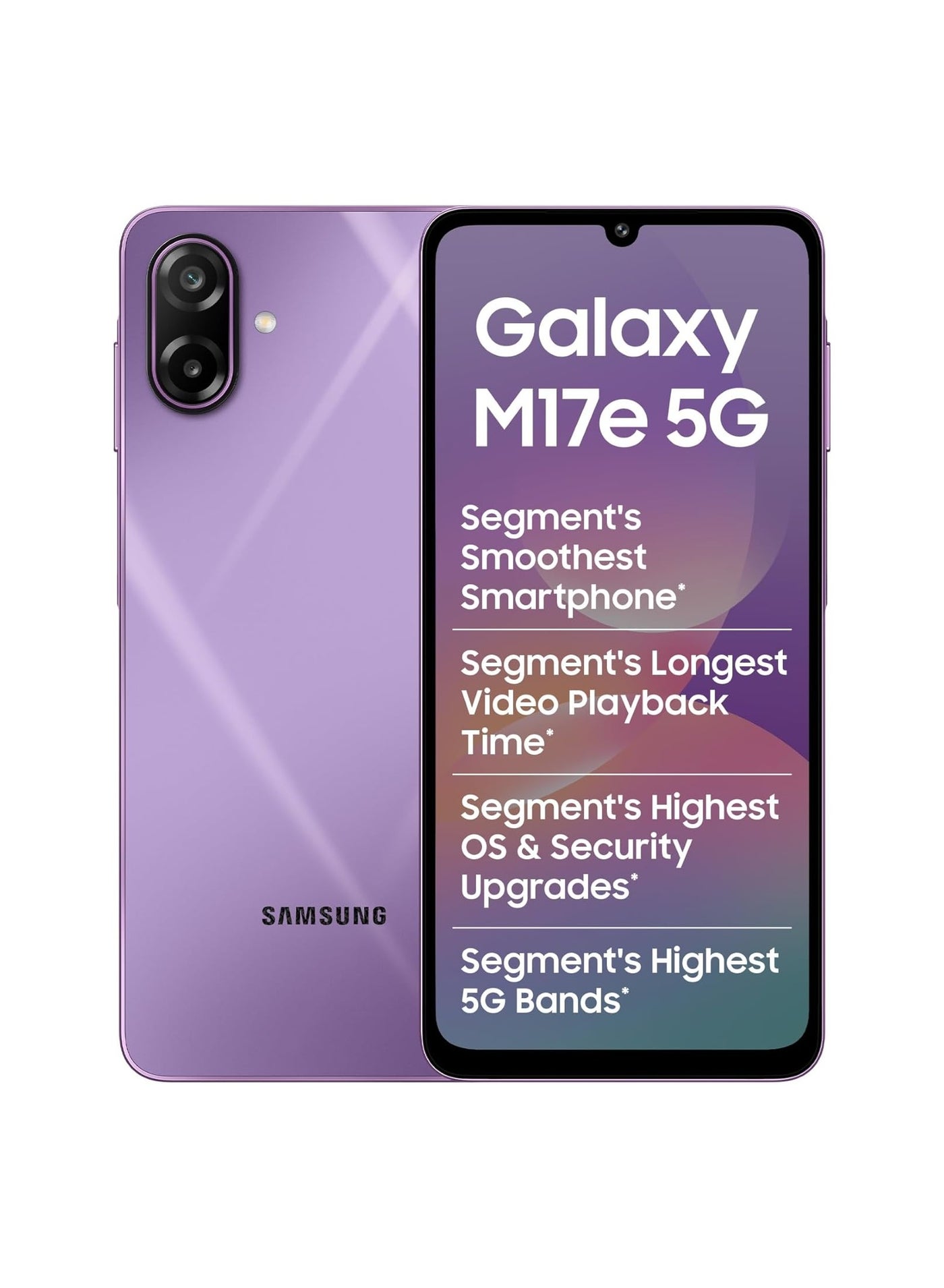 Compare Samsung Galaxy M17e 5G Mobile Vibe Violet , 6GB RAM, 128GB Storage | Smoothest 120 Hz Refresh Rate| Monster 6000 mAh Battery | IP54 | 6 Gen OS Upgrades | AI | Gemini Live | Without Charger at KSA Price