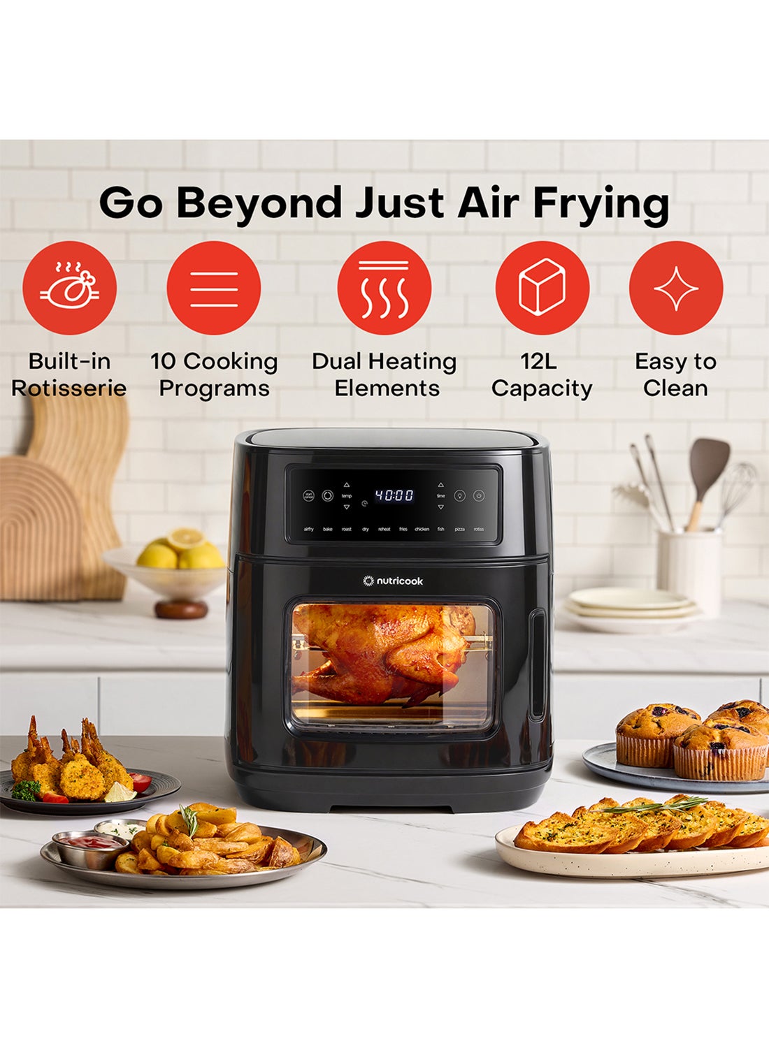 12L Air Fryer Oven with Rotisserie, TwinCrisp…