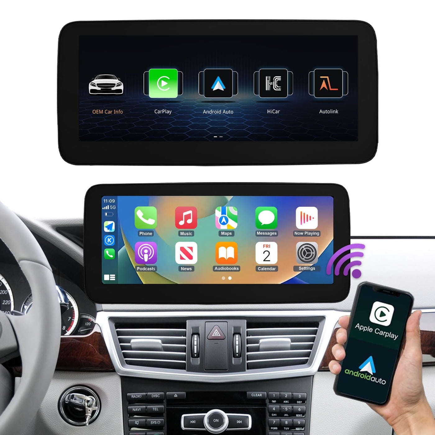 NINETOM 123 inch Touchscreen Wireless CarPlay Android…