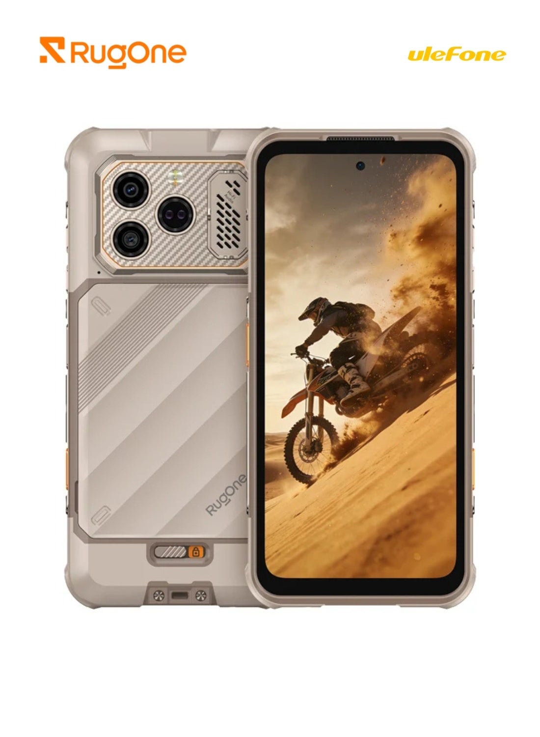 Compare RugOne Xever 8 Rugged Smartphone, 8GB RAM, 256GB Storage, 6.5 FHD+ 120Hz Display, 64MP Camera, 20MP Night Vision, 4800mAh Swappable Battery, IP68IP69K Waterproof, NFC, Android 16, Dual SIM | Sand Dune at KSA Price