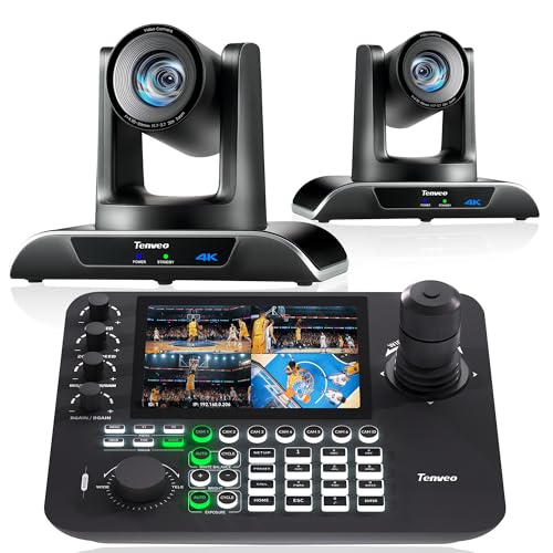 Compare Tenveo 4K NDI PTZ Camera AI Humanoid & Face AutoTracking HDMIUSB3.0LANPoE 20X Optical Zoom*2 and 7’’ LCD QuadScreen NDI PTZ Joystick Controller BundleKit for Church Services Live Production at KSA Price