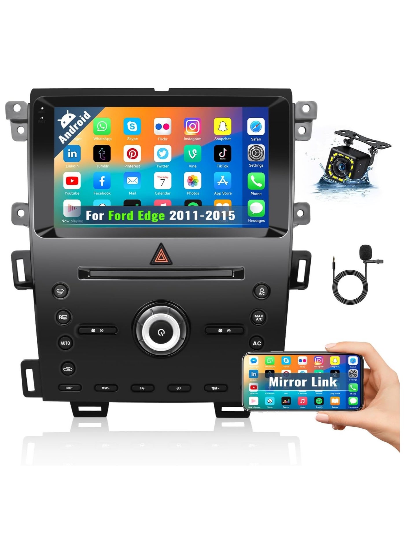 Compare 9Inch Android Car Stereo Radio for Ford Edge 2011–2015 with Bluetooth, GPS, WiFi, Backup Camera, FM Radio, Mirror Link, Subwoofer, SWC, Mic – 2GB RAM 32GB ROM Touch Screen at KSA Price