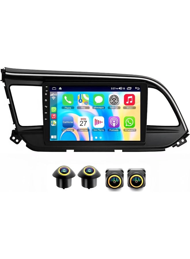 Compare Fit Hyundai Elantra Car Stereo Elantra Android Screen 20192021 With Apple Carplay Android Auto Wireless WiFi DSP FM&AM BT AHD Camera Included Fast Interface QLED 4+32GB 360D Cameras at KSA Price