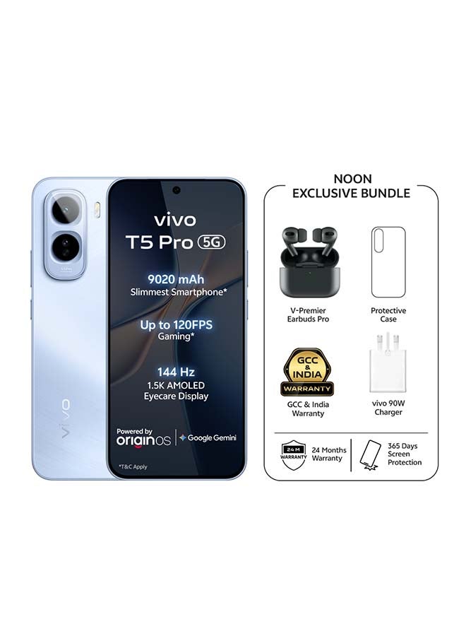 Compare T5 Pro 5G AI Dual SIM Blue 12GB 256GB With Exclusive Gifts: TWS Pro, 90W charger, Protective Cover And 24 Months Warranty + 1 Year Screen Replacement  Middle East Version at KSA Price