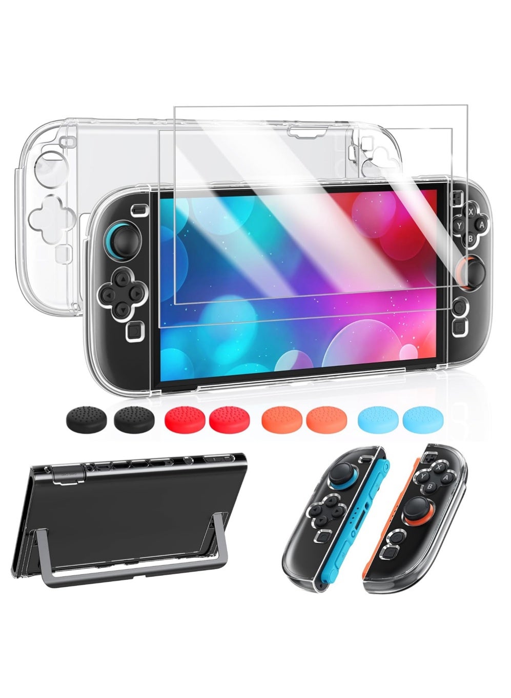 Compare Clear Protective Case for Nintendo Switch 2, Transparent Slim Hard Shell for Switch 2 Accessories, Scratch&Shock Protection Cover for Joycon 2 with Screen Protector, 8 Thumb Grip at KSA Price