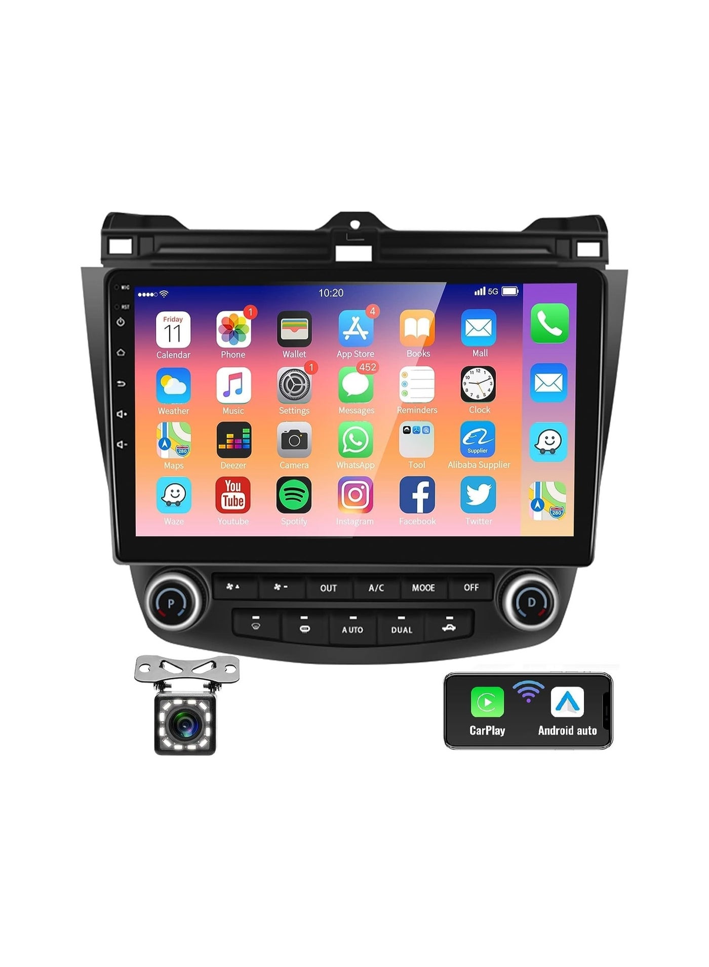Compare Android Car Stereo for Honda Accord 20032007 6GB RAM 128GB ROM Support SIM Card, Apple Carplay, MirrorLink WiFi BT, Radio GPS Navigation, 10 Inch IPS Touch Screen with Backup Camera Included at KSA Price