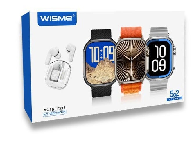 Compare WISME WSX19 Ultra 3 Smart Watch with Earbuds, 2.2” HD Display, Bluetooth Calling, Sports Modes, Multiple Straps – Compatible with Android & iOS at KSA Price