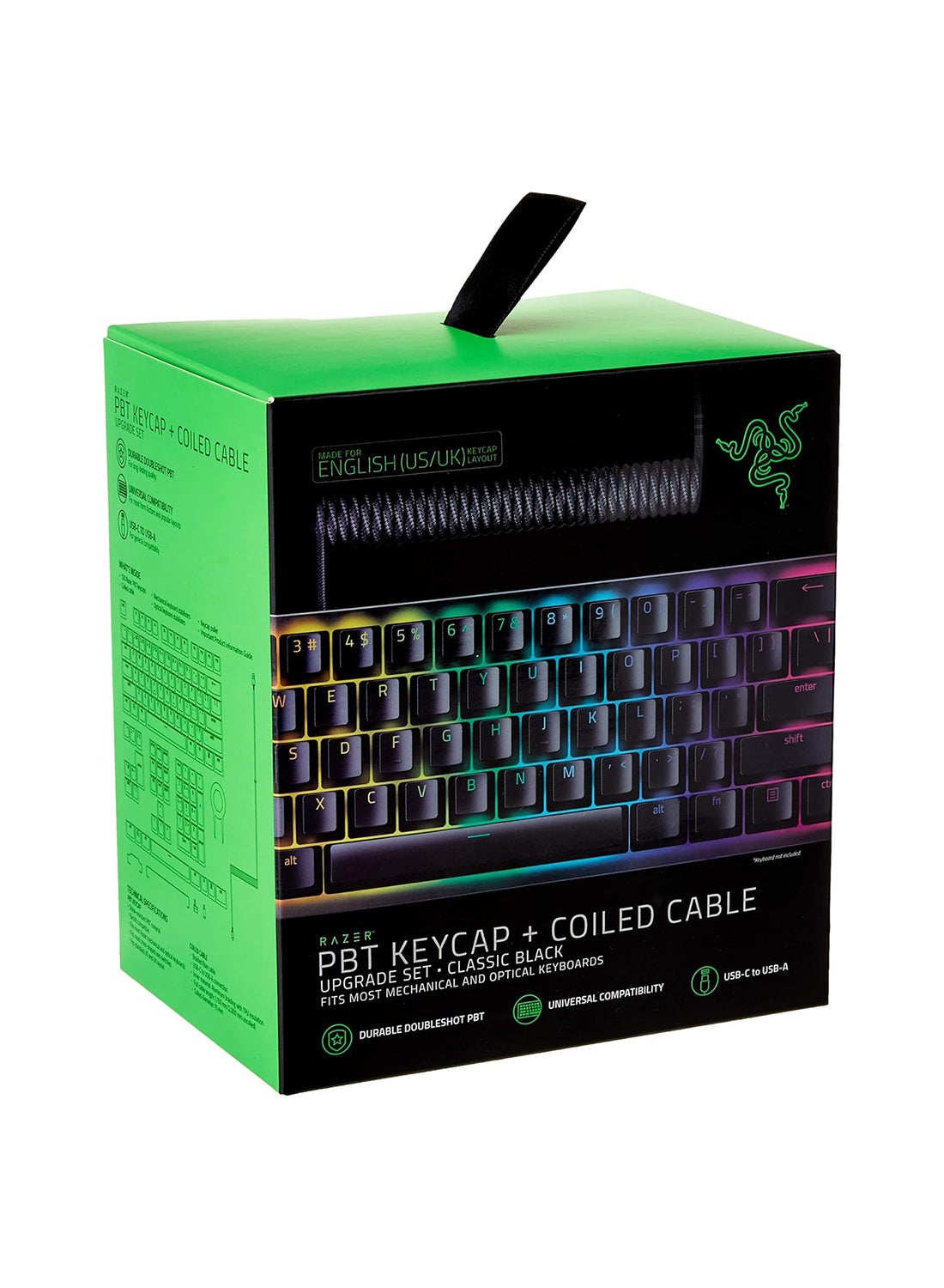 Compare Razer PBT Keycap Upgrade Set with Coiled Cable  Backlight Compatible Superior PBT Shine Resistant Material, Doubleshot Molding with Ultra Thin Font, Coiled Cable Black | US Layout at KSA Price
