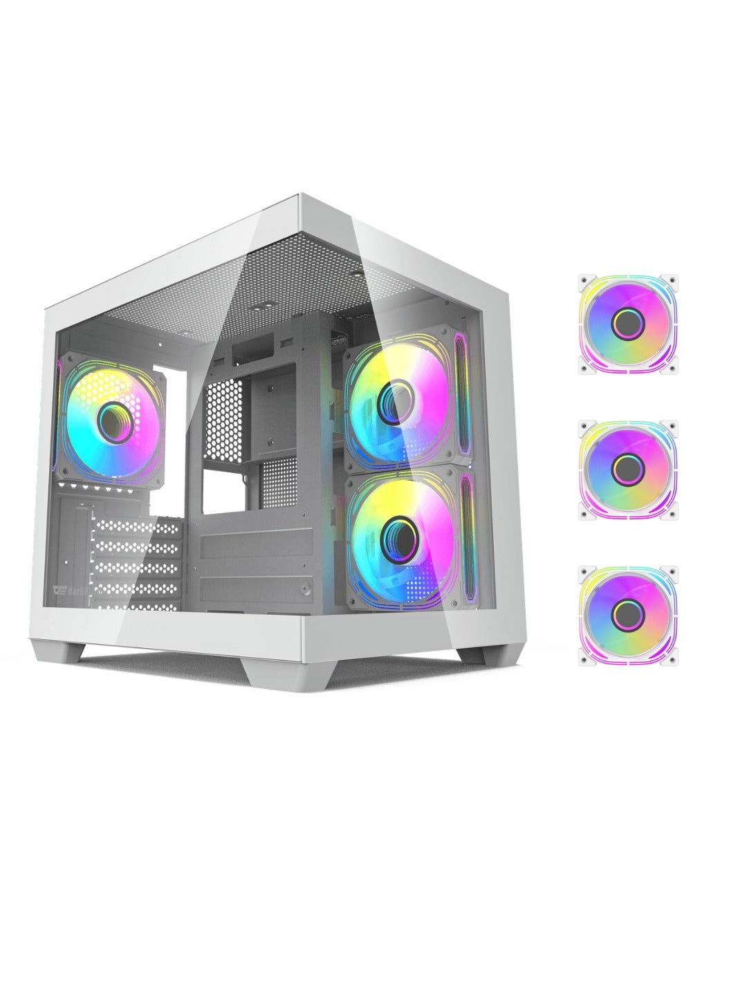 Compare Aigo Darkflash D275M MATX Gaming PC Case with 3 PreInstalled ARGB Fans, 270 Degree Panoramic View Design, Supports up to 240MM Radiator, USB 3.0, 5 Expansion Slots Gaming Case at KSA Price
