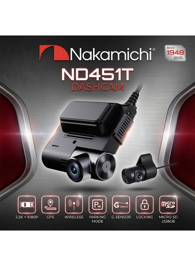 Compare Nakamichi ND451T Dual Camera Dash Cam with 4G, GPS & WiFi – 2.5K Front + 1080P Rear, Parking Mode, Remote Monitoring at KSA Price