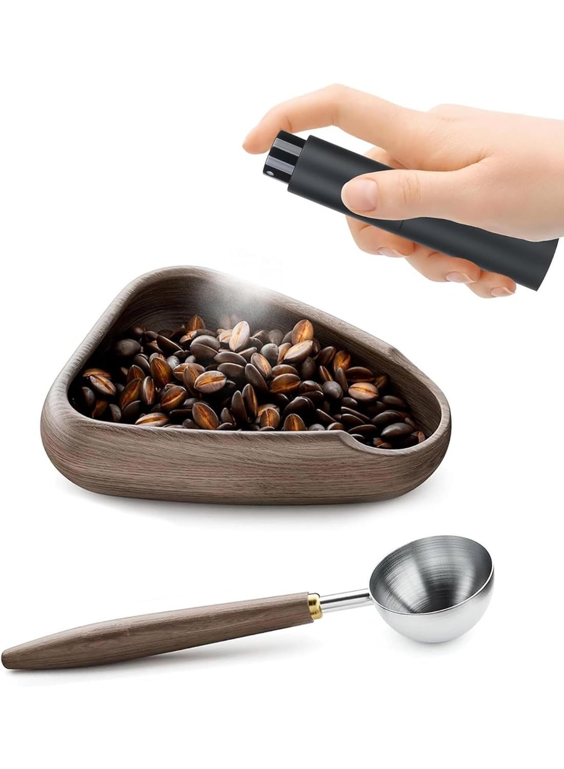 Compare Walnut Dosing Cup with Spoon and 8ml Coffee Spray Bottle Set, Walnut Dosing Vessel, Mini Portable Spray Set for Static Reduction at KSA Price