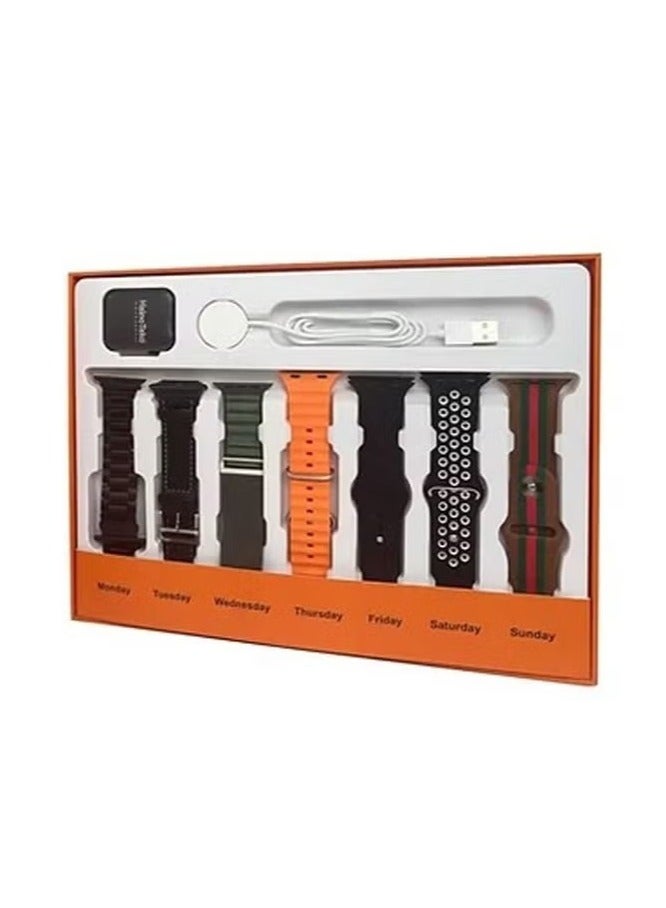Compare GP 7 Smart Watch with Seven Set Straps and Wireless Charger for Men and Women – Stylish, Multifunctional Fitness Tracker, Heart Rate Monitor, Waterproof, and Customizable Design at KSA Price