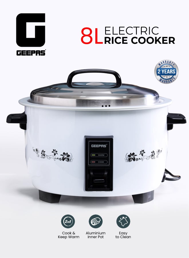 Compare 8 L Commercial Rice Cooker, Durable Construction, Removable NonStick Aluminum Pot, Cool Touch Handle, Includes Cook, Keep Warm Functions, With Stainless Steel Lid, Aluminum Inner Steamer, Perfect For Quinoa, Risotto, Vegetables, Soups, Sauc at KSA Price