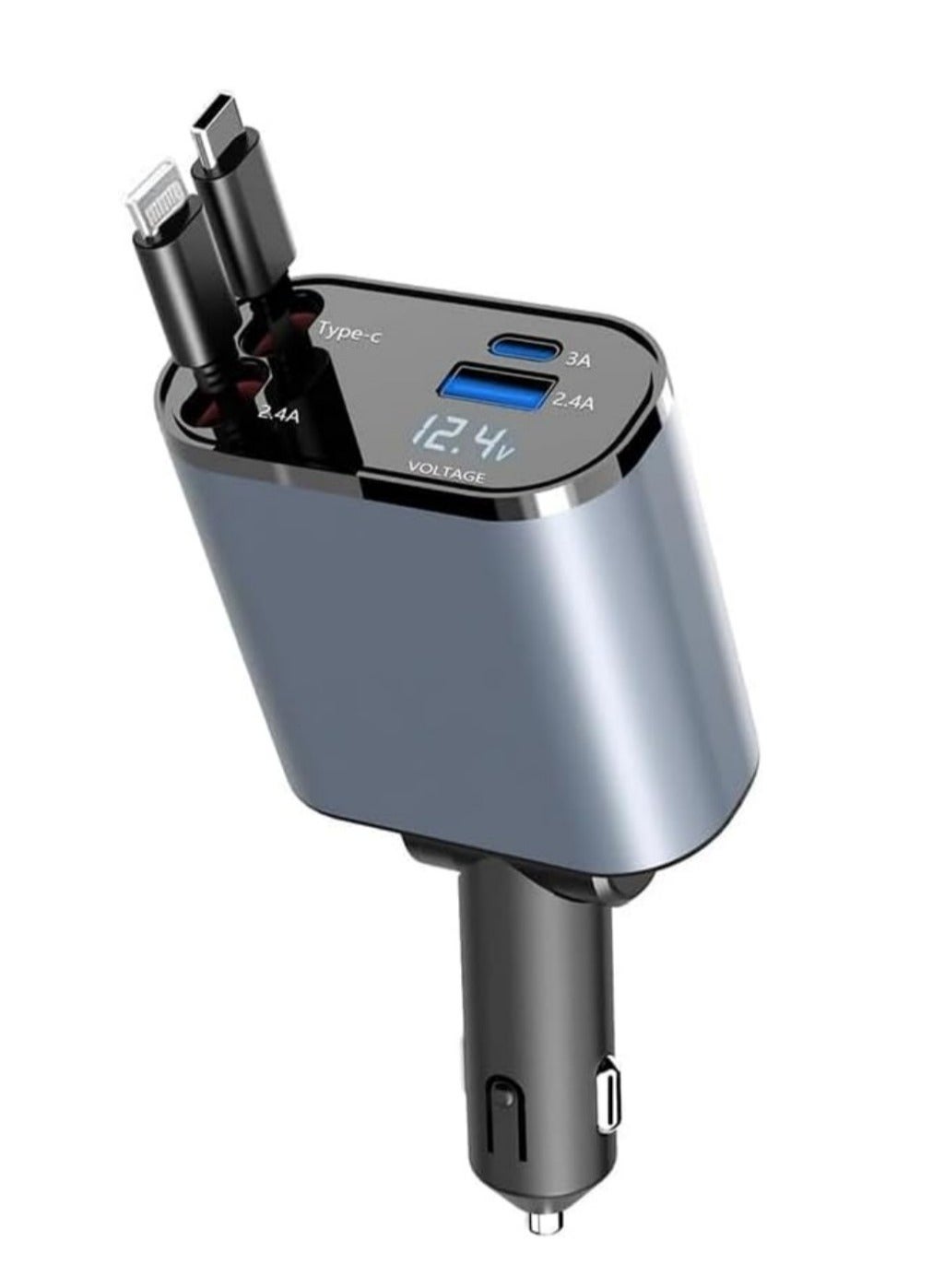 Compare Retractable car charger, 4in1 express phone charger 60W, retractable cable and USB car charger 1 light 1Typec at KSA Price