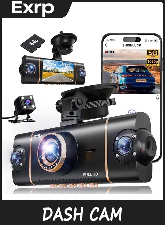 Compare 4 Channel 360° Dash Cam Front Rear Inside & Left Right, 1080P*4 FHD Car Camera, 5GHz WiFi & App Control, 8 IR Lamps Night Vision, 24H Parking Mode, GSensor, Loop Recording, Includes 64GB SD Card at KSA Price