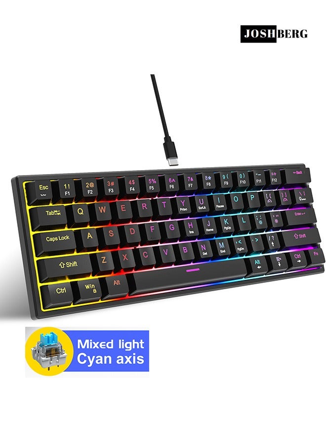 Compare K61 Mechanical Gaming Keyboard with Blue Switches,Wired Keyboard with RGB LED Backlit,Blue Switches, Wired USB, Compact Design for PCMacBlack at KSA Price