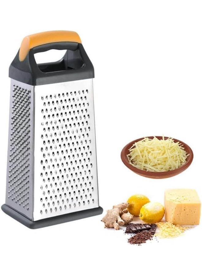 Compare Box Grater for Cheese, 4 Sides Stainless Steel Cheese Box Grater with Comfortable Handle for Kitchen, Spice Graters for Ginger, Vegetables, Potatoes at KSA Price