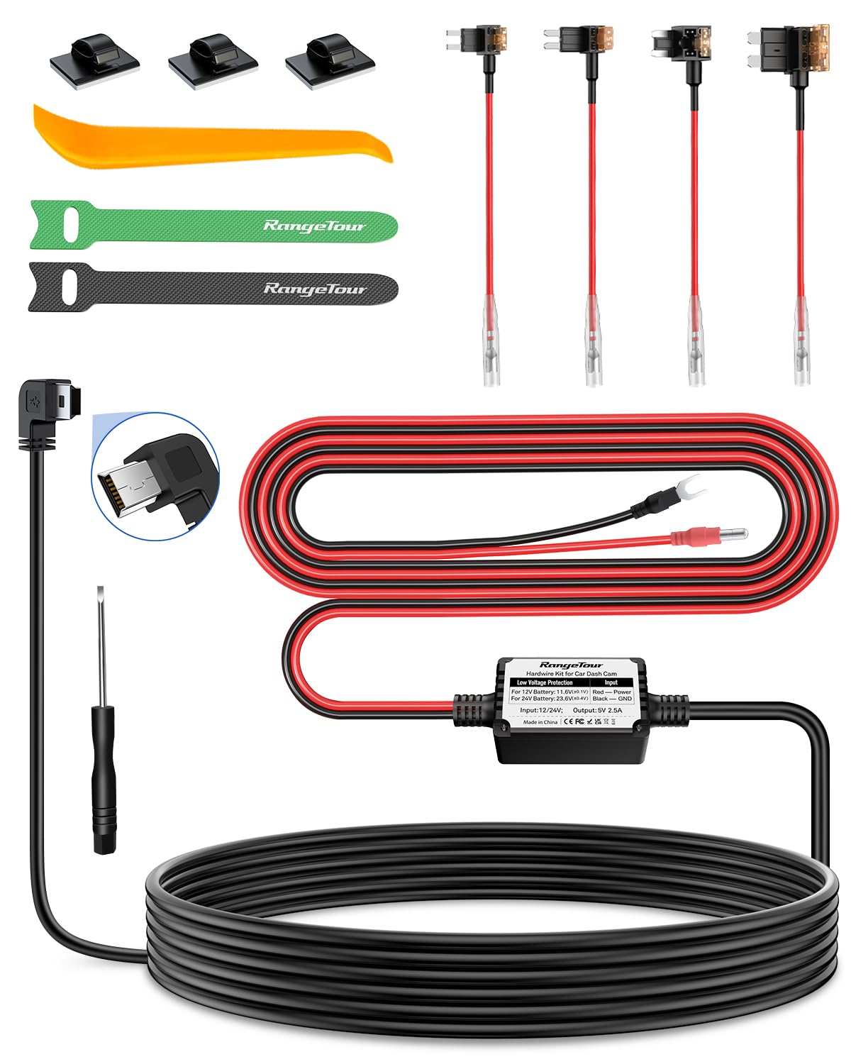 Range Tour Dash Cam Hardwire Kit, Hard Wiring Kit…