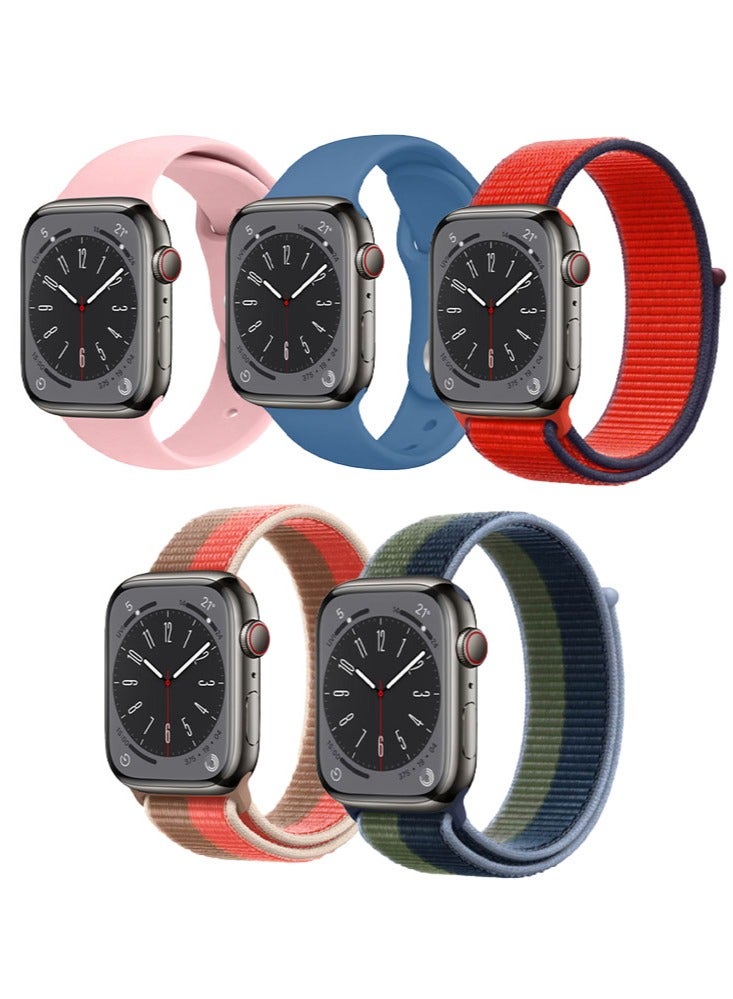 Compare 5pcs Watch Bands Replacement for Apple Watch Strap Compatible with Apple Watch 42414038mm Series 10987654SE at KSA Price