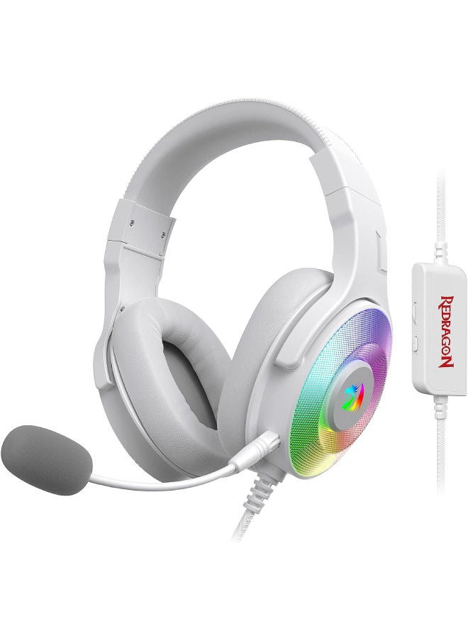 Compare Redragon H350 Pandora RGB USB Gaming Headset With 7.1 Surround Sound And Detachable Microphone  White at KSA Price