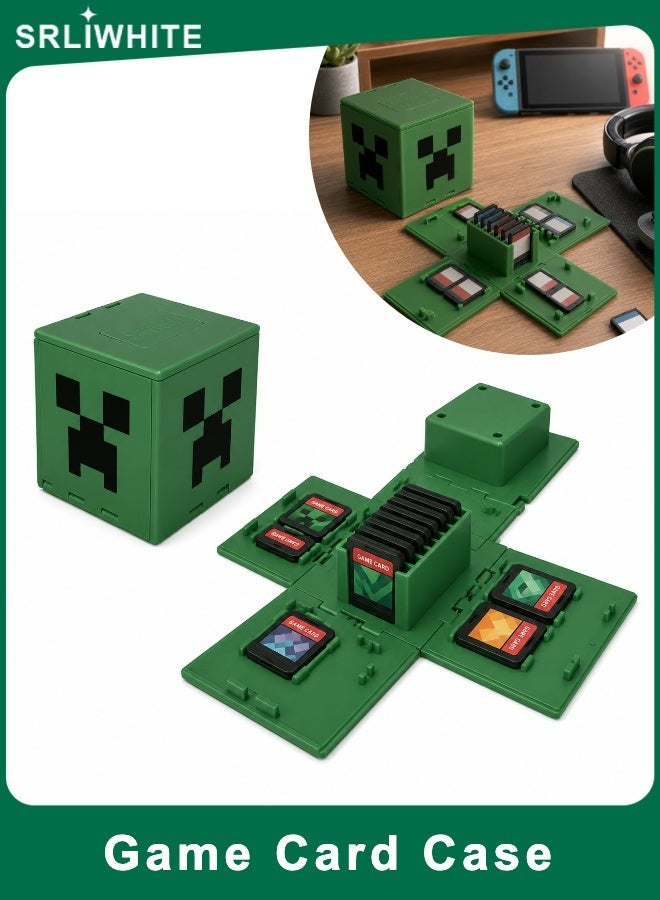 Compare Game Card Case, Foldable Cube Cartridge Holder, 16 Slot Portable Organizer, Green Pixel Style Storage Box for Handheld Console Games 6.5 CM at KSA Price