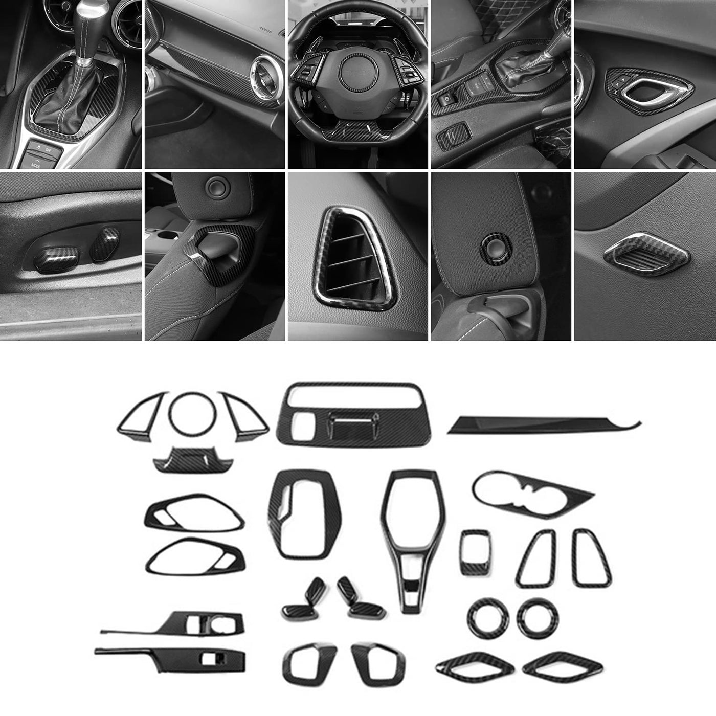 Compare RTTCZ 26 PCS Carbon Fiber Interior Trim Kit Cover Decoration Accessories for Chevrolet Camaro 2017 2018 2019 2020 2021 2022 2023 at KSA Price