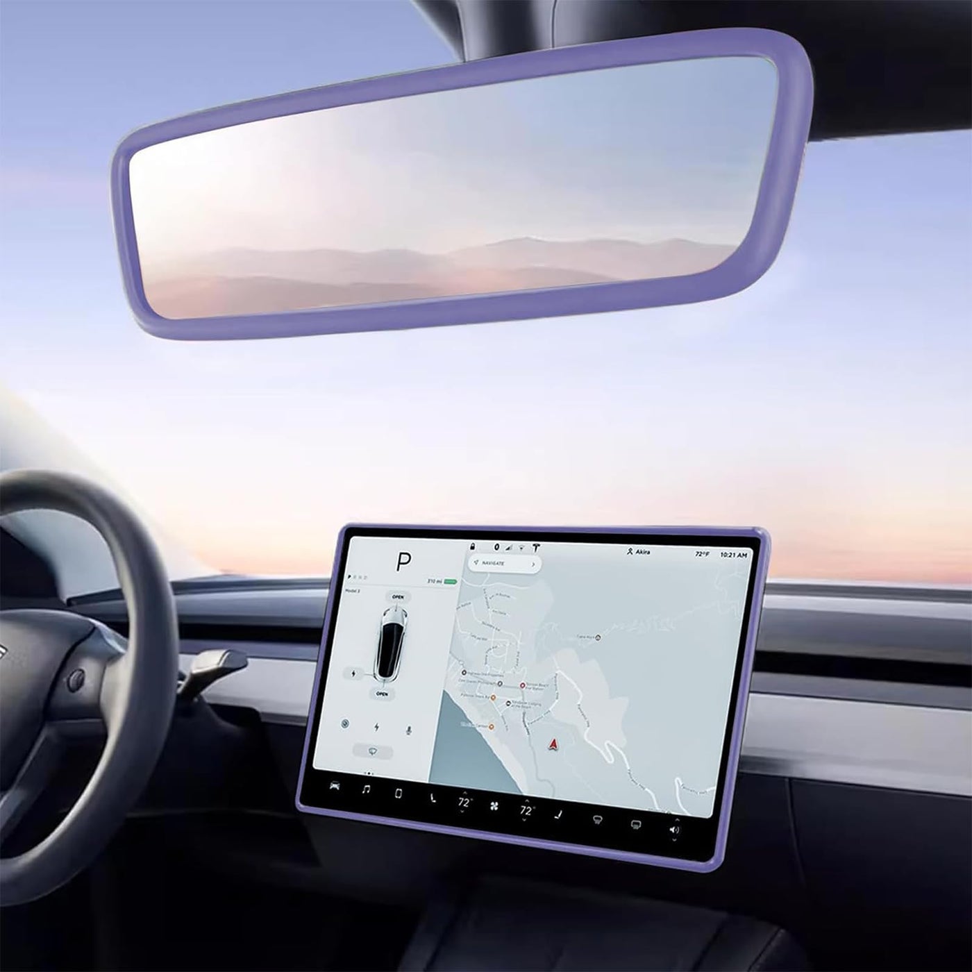 Compare 2PCS Protector Trim Frame Compatible with Tesla Model 3 Y 20202024 2025 2026 Screen Edge Frame Rearview Mirror Cover Interior Decorations Center Console Decor Highland Juniper Accessories Purple at KSA Price