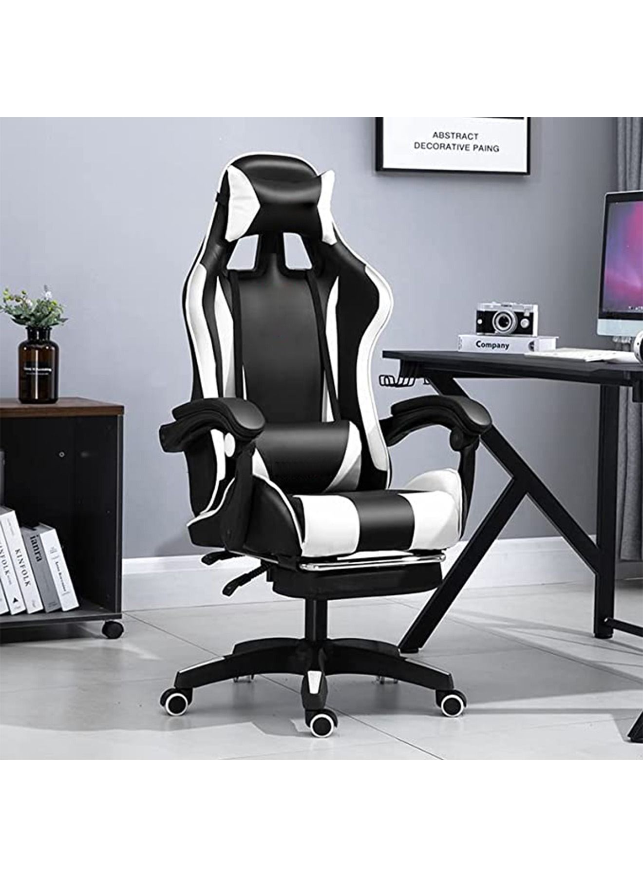 Compare Ergonomic Office Gaming Chair High Back Computer Chair with Footrest 360° Swivel and Lumbar Support at KSA Price