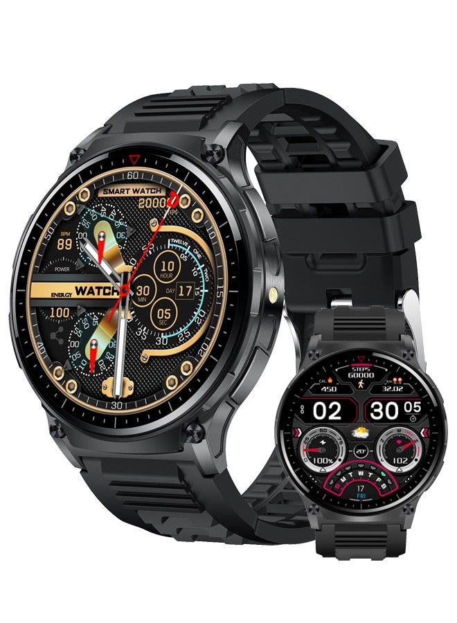 Compare Smart Watch for Men Outdoor Mens Smartwatch with LED Flashlight Compass Activity Fitness Tracker Black Stainless Steel Smartwatch for Andriod iOS at KSA Price