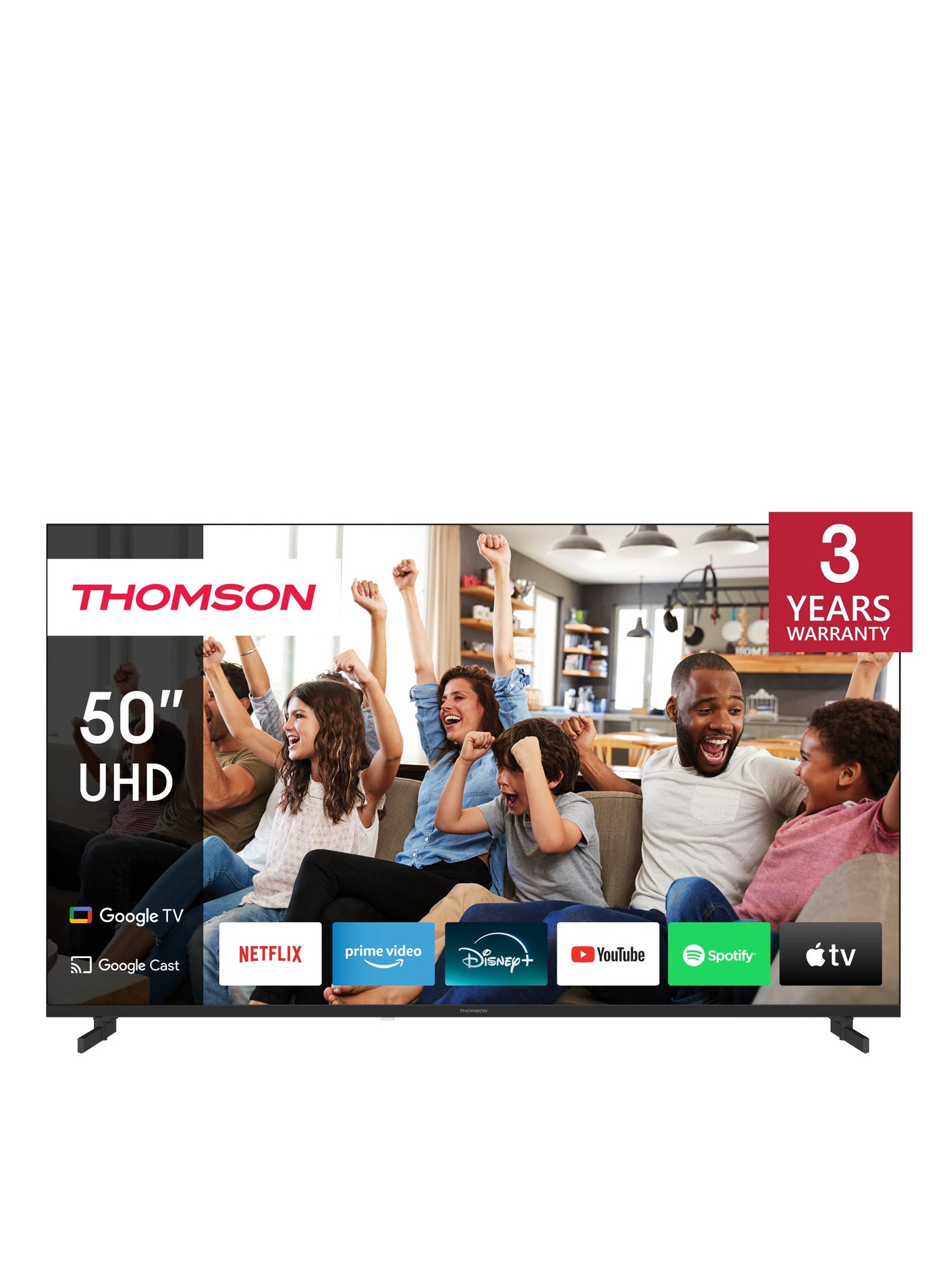 Compare Thomson 50Inch 4K UHD Smart Google TV – 2025 Model, Voice Remote with Google Assistant, Netflix & YouTube BuiltIn, HDR Display, Side Feet, 3840 x 2160 Resolution at KSA Price