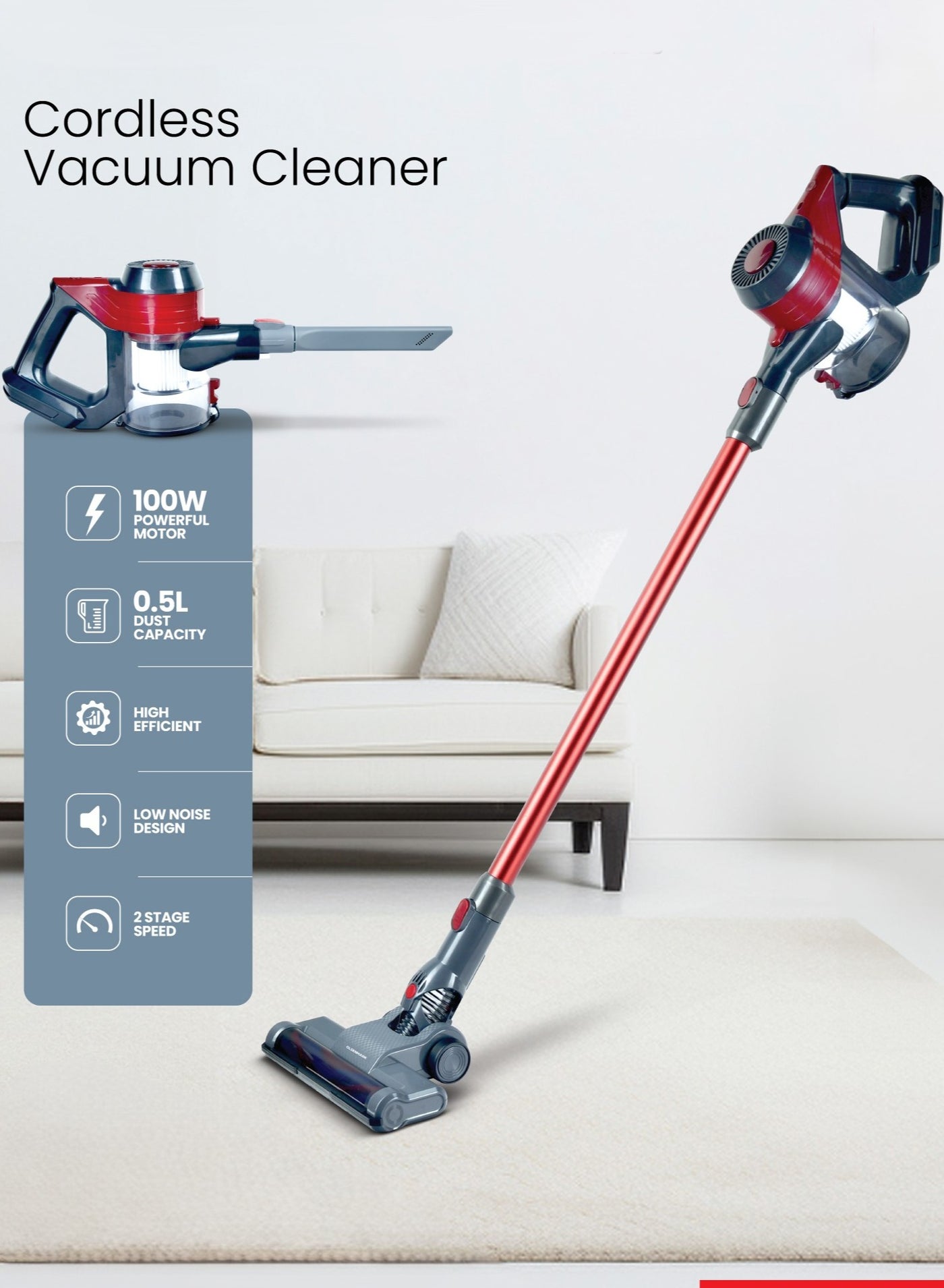 Olsenmark 100W Handheld Stick Vacuum Cleaner OMVC1900,…