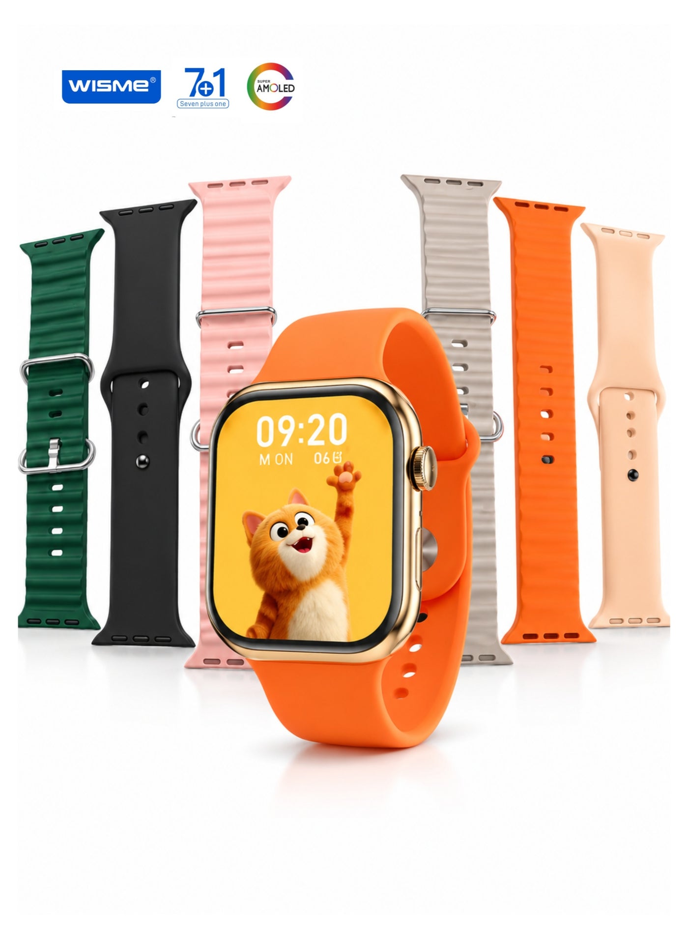 X85 Smart Watch Gold with 7 Straps, Super AMOLED…