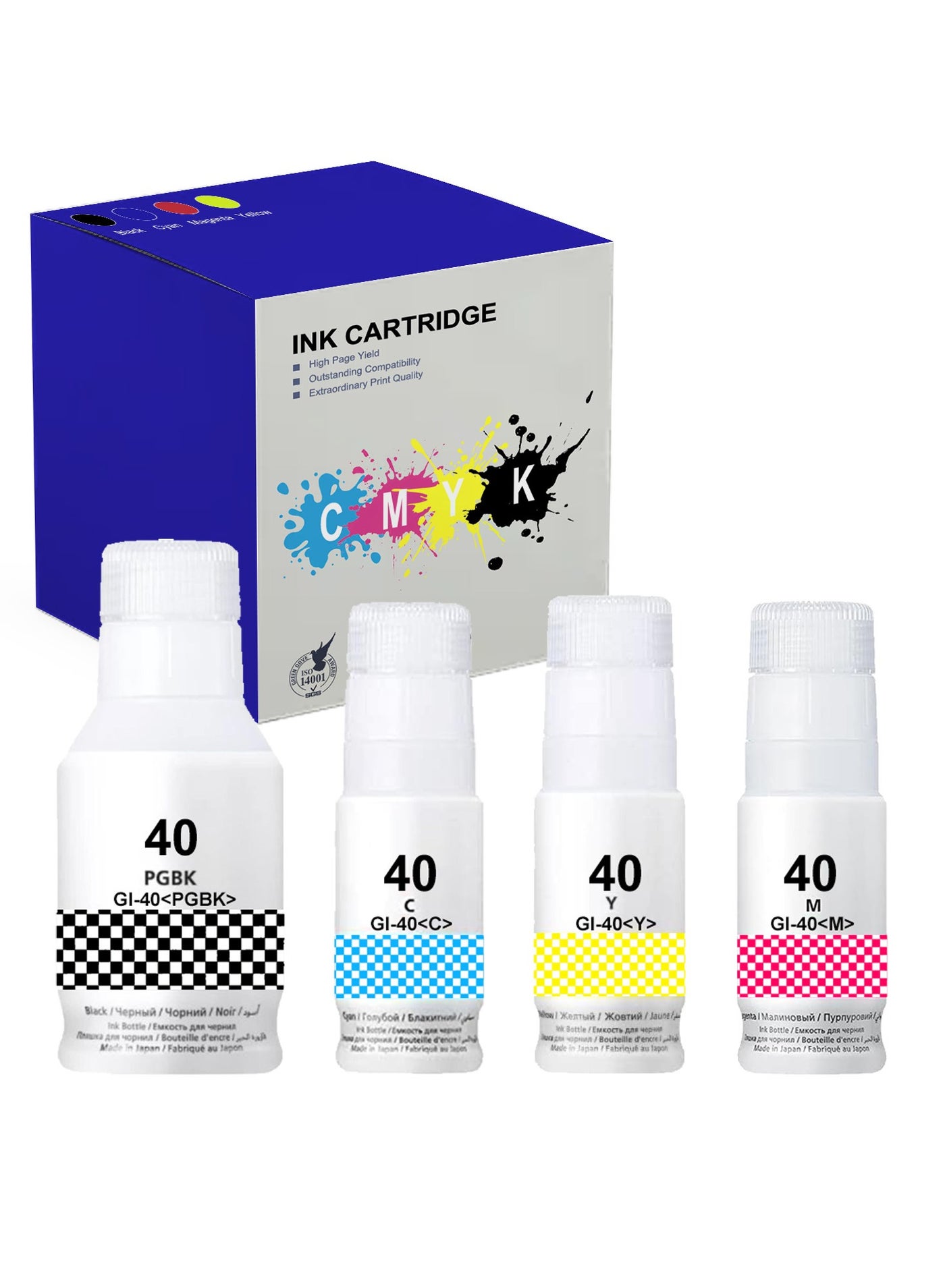 Compare PRITMORE GI40 ink set 4Color Multipack for Canon GI40 GI 40 Compatible for CANON PIXMA G6040 G5040 GM2040 G7040 GM4040 Printer Prints Up to 8,000 Pages PigmentBlack Cyan Magenta Yellow at KSA Price