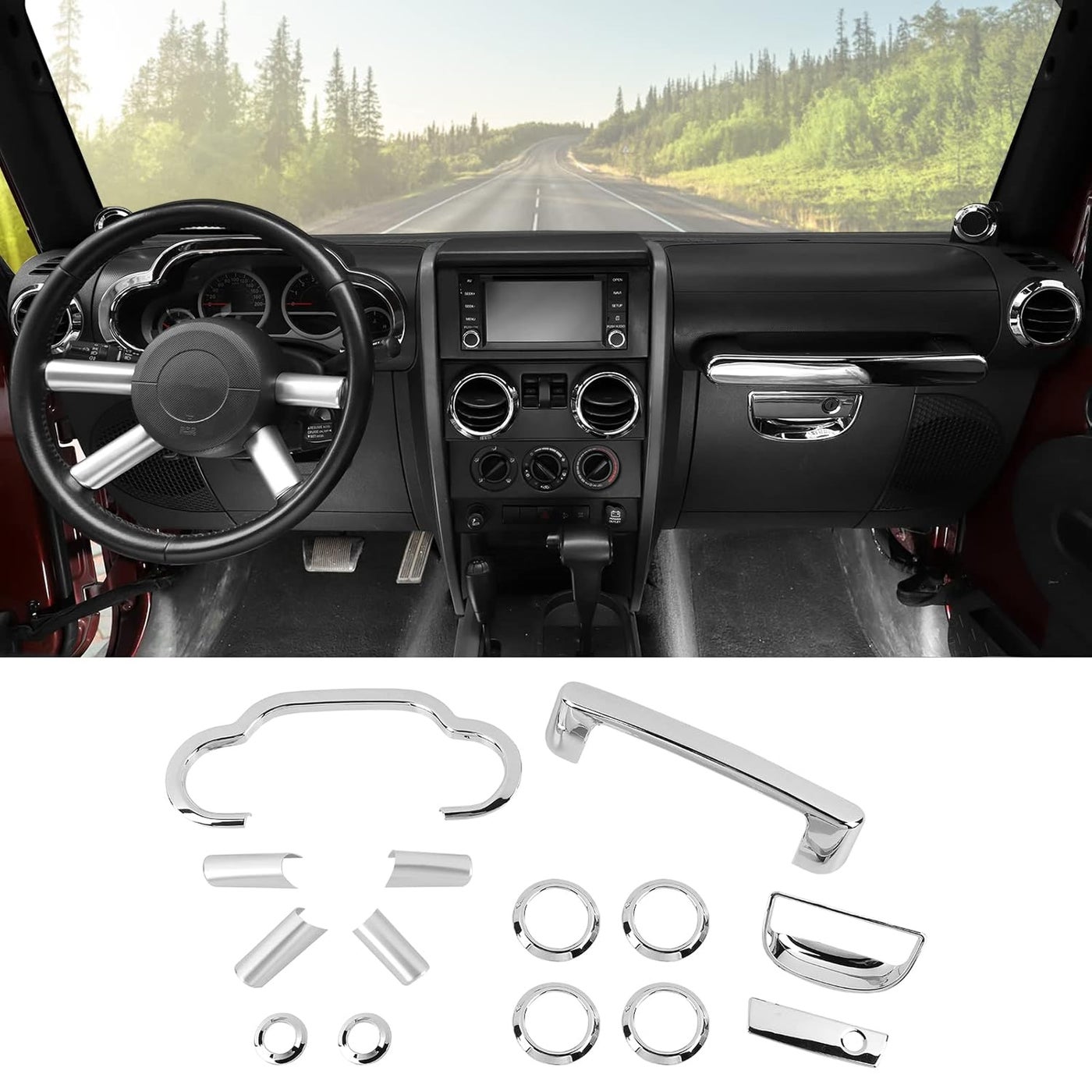 Compare SQQP 14PCS Full Set Interior Trim Kit for 20072010 Jeep Wrangler JK JKU Chrome at KSA Price