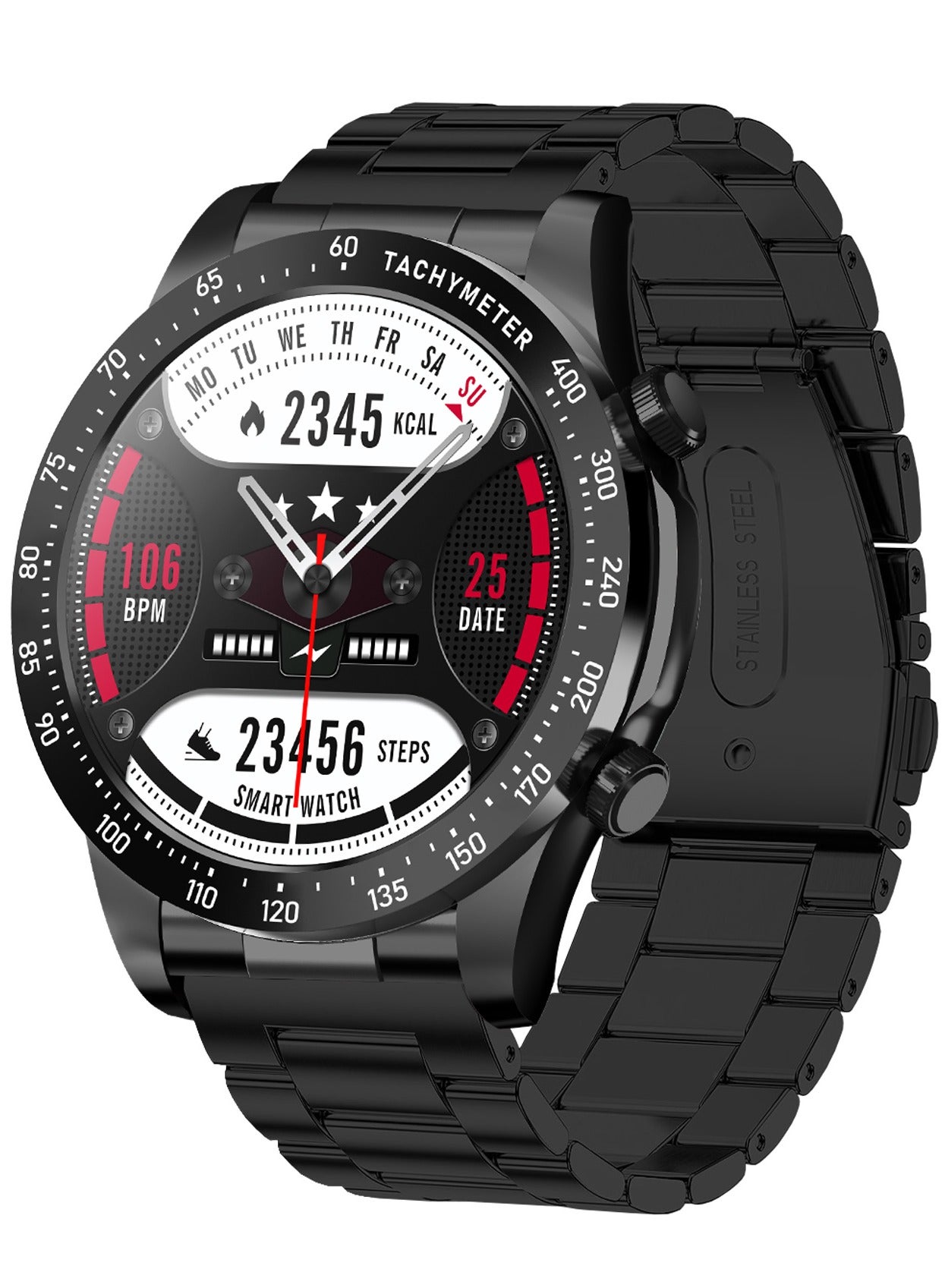 Compare Fashion Mens Smart Watch Business Sports Fitness Tracker Heart Rate Smartwatch Bluetooth Calls IP68 Waterproof 1.43 AMOLED Screen For Android IOS,Black at KSA Price