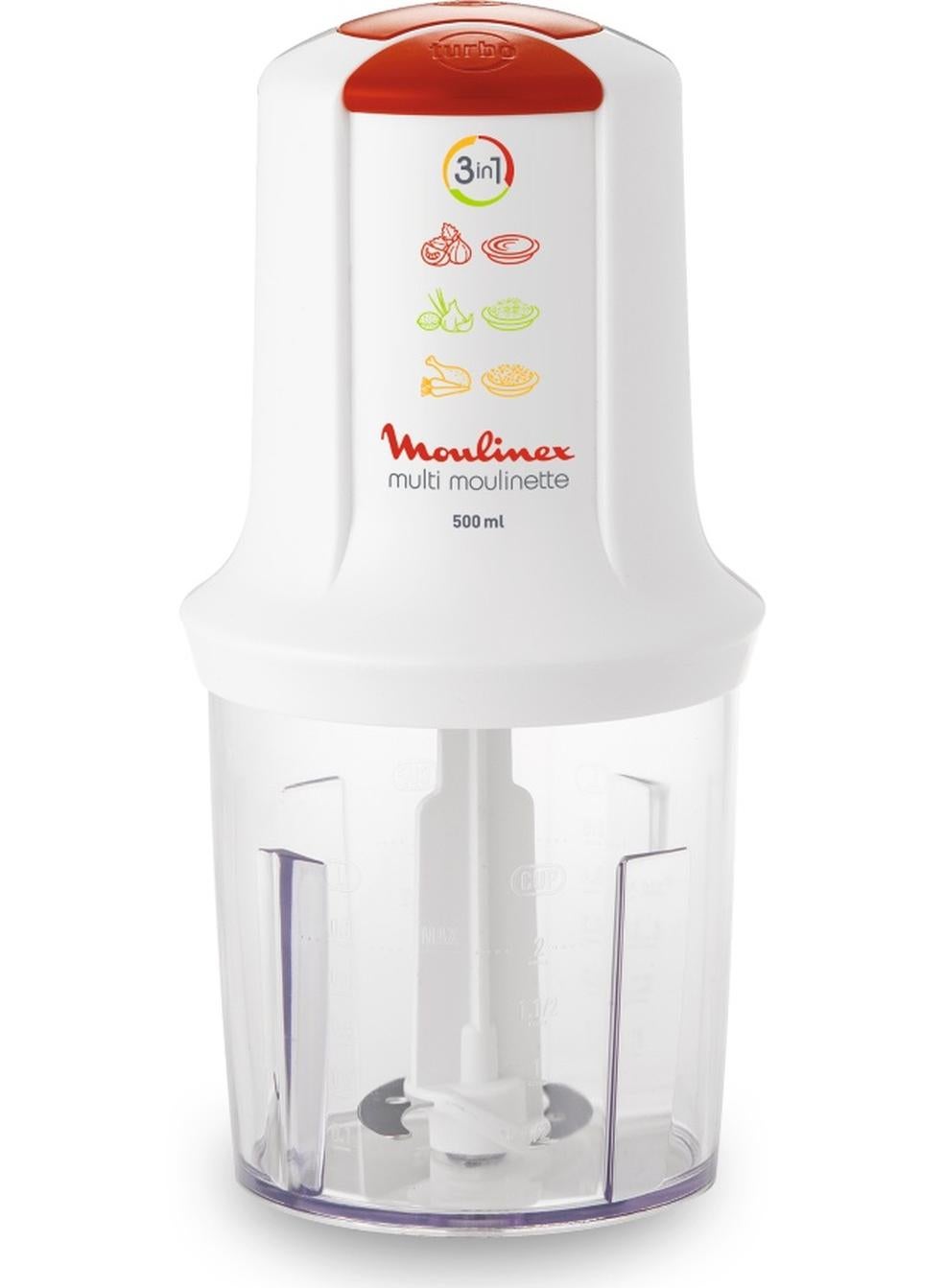 Compare MOULINEX Multi Moulinette 500 Ml Chopper, 500 Watt, White, PlasticGlass, At711161 500 ml AT711161 White  Red at KSA Price