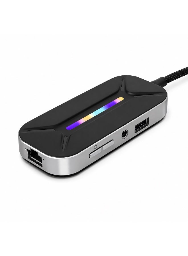 Compare Sarafox XS6 Pro 6 in 1 Gaming Docking Station, USB C MultiFunction Hub with Physical EQ Toggle FPS Footsteps, Cinematic Movie & Music Modes, 4K HDMI, 1000M Gigabit Ethernet, PD 100W Fast Charge & RGB – Compatible with iPad, RedMagic, PC, Laptops, ROG, iPhone, Samsung & Tablets at KSA Price