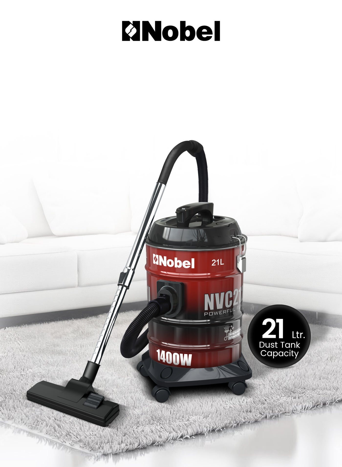 Nobel 21L Capacity Drum Vacuum Cleaner with and…