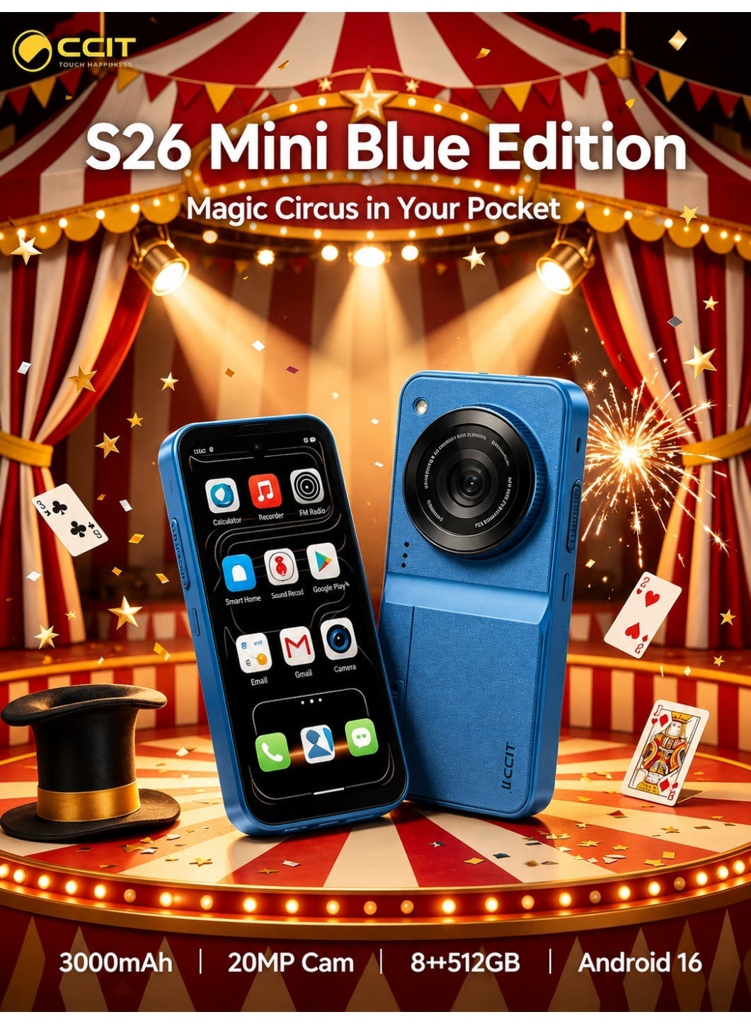 CCIT S26 Mini Smartphone blue Edition, 8GB RAM,…