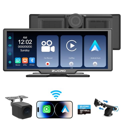 Compare 1026 Inch Wireless CarPlay Screen for Car Apple CarPlay Android Auto Touch Screen with Rear Camera BT Music Navigation Voice Control for Vehicles at KSA Price