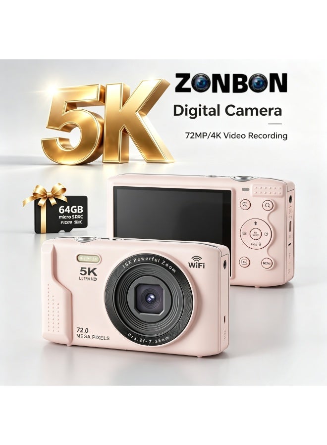 5K Digital Camera 72MP UHD 16X Zoom Autofocus…