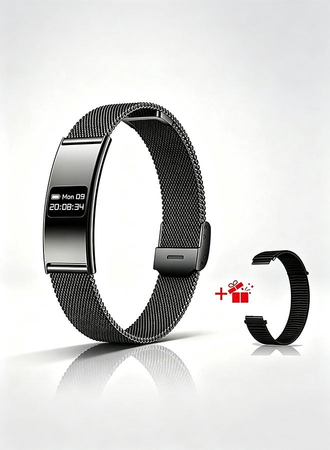 Compare Black Titanium Smart Watch, 2.8mm Ultra Thin Fitness Tracker, Activity & Calorie Counter, Sleep Monitor, Female Cycle Tracking, Long Battery Smart Bracelet with Extra Nylon Strap at KSA Price